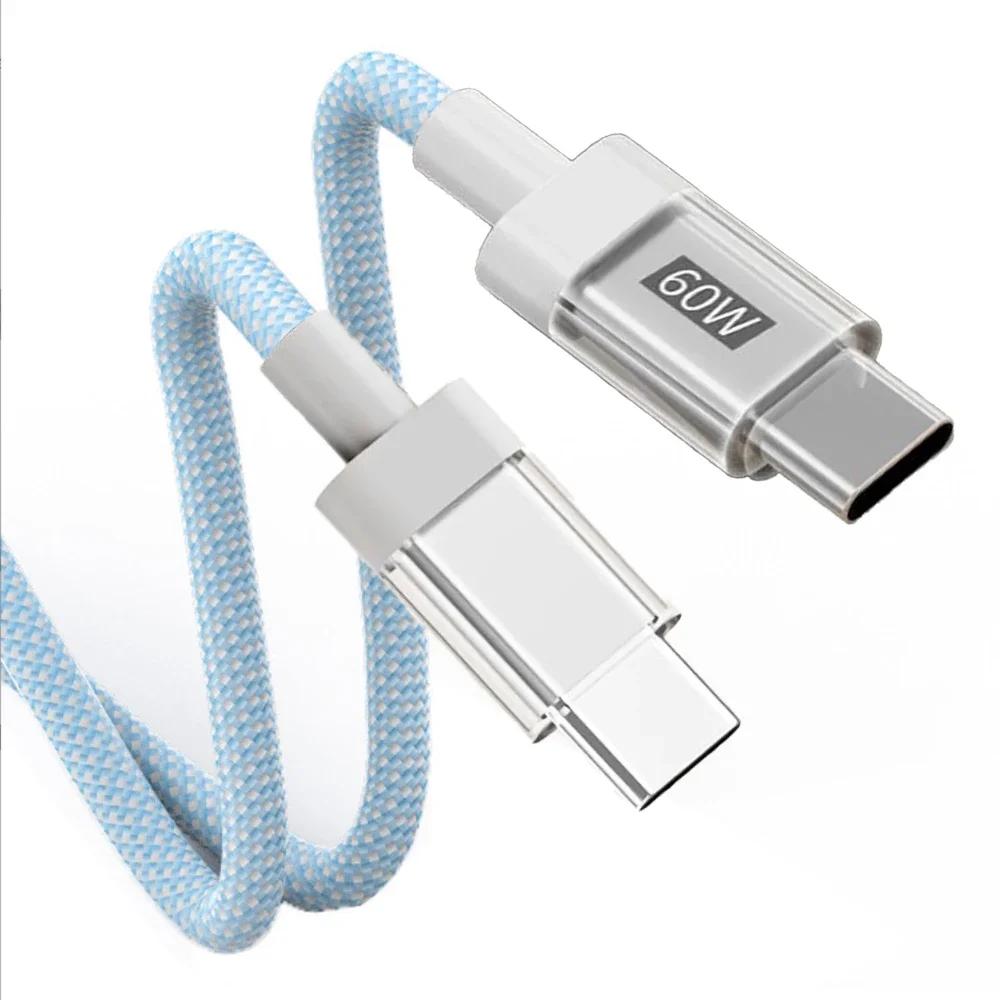 60W PD USB-C to USB C Fast Charger Cable For Apple iPhone 16 15 Pro Max 15 Plus Xiaomi Samsung Type C Quick Charging Data Wire