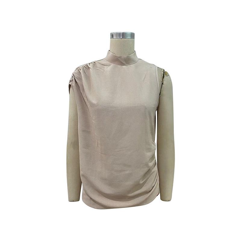 Summer New Women's Solid Color Mid Collar Women's Top Blouse