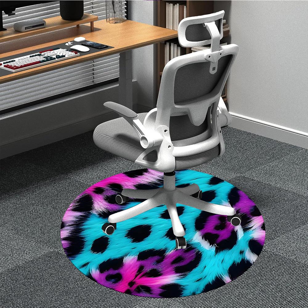 1pc Cheetah Print Vibrant Office Round Area Rug, Mat Suitable ForOffice, Under Office Chairs Bedroom Living Room Home Decor, Room Deco