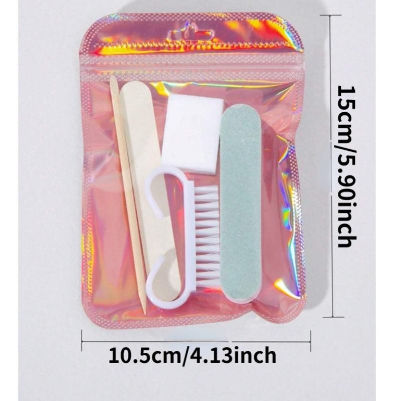 

Manicure Pedicure Set, Mini Nail File & Stick Kit, Dual-Sided Wood Pusher, Cleaning Tools, Nail Brush Included розовый