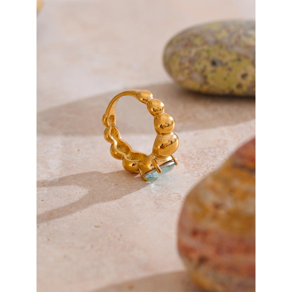 Eetit Blue Shiny Cubic Zirconia Casting Ring Fashion 316 Stainless Steel High Quality Charm Finger Jewelry Accessory