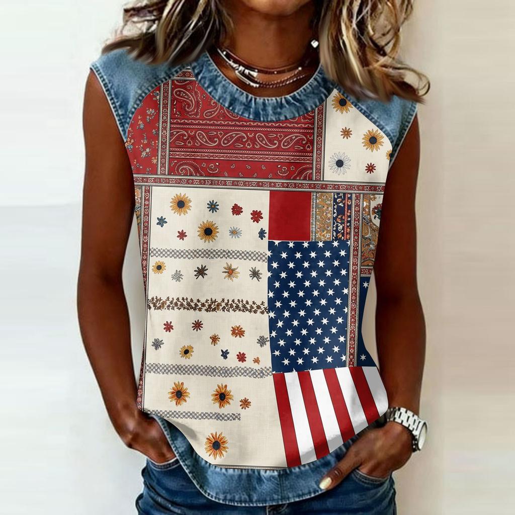 Camiseta informal de manga larga para mujer con cuello redondo y estampado