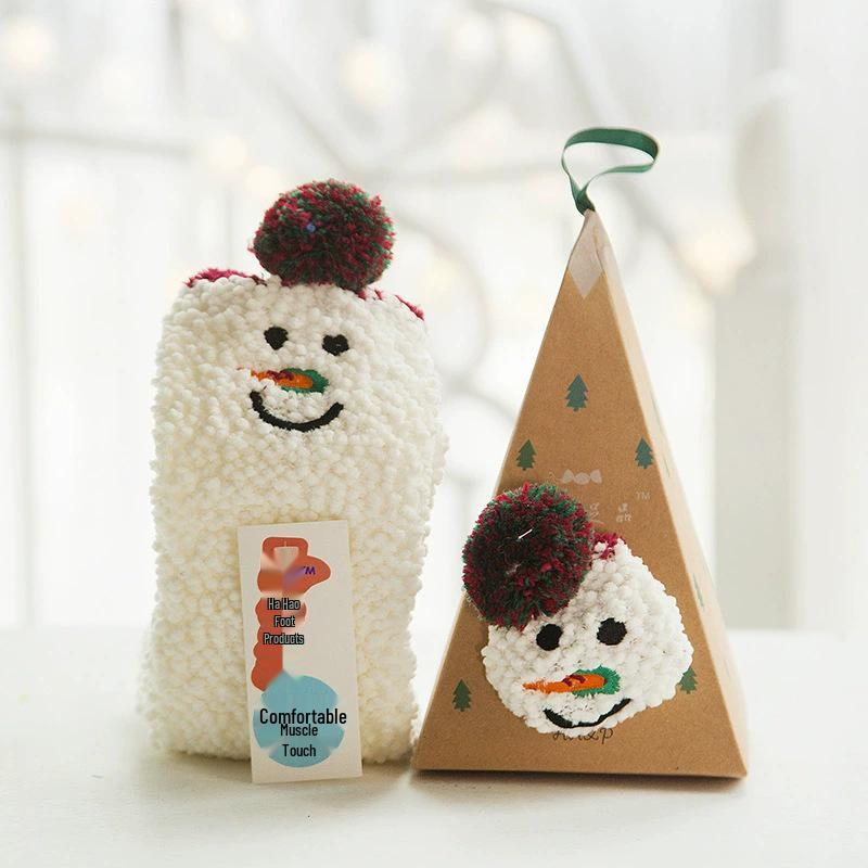 Japanese Christmas Cartoon Socks: Cozy Coral Fleece with 3D Embroidery for Women
