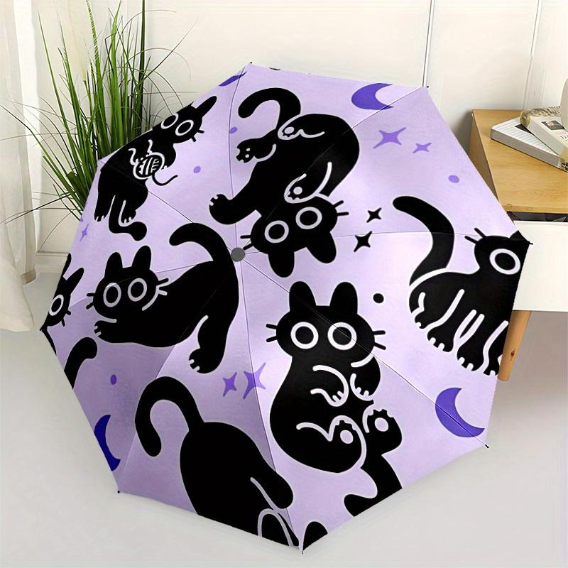 1pc Cat Moon Automatic Open/Close Umbrella, Portable Folding Umbrella for Travel, Themed Events, It is suitable as a gift for various festivals, Outdo