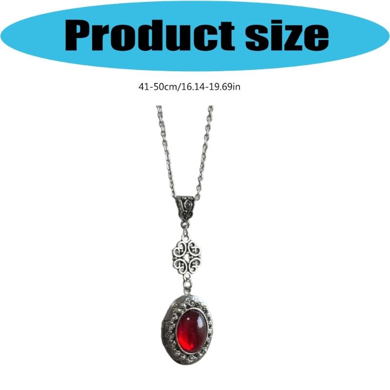 Fantasy Themed Oval Pendant Necklace Gothic Victorian Neckchain Stylish Jewelry With Vintage Gemstones
