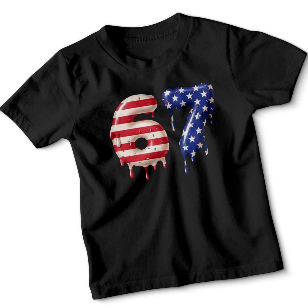 

Numbers Six Seven 6 7 Fourth Of July Holidays Kids T-Shirt Patriotic Graphic Tee 110