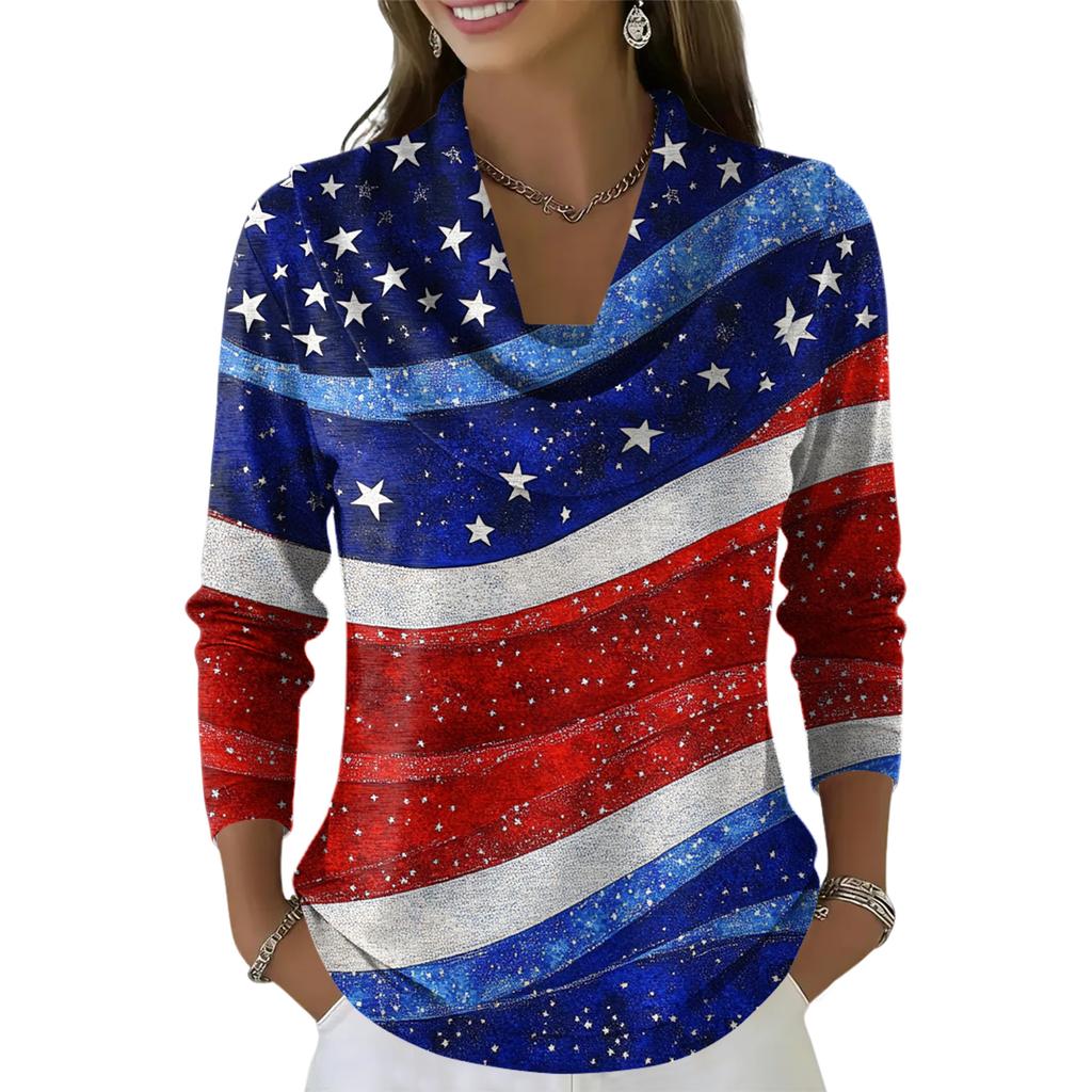 Dámský ležérní a módní svetr s dlouhým rukávem a potiskem, kulatým výstřihem