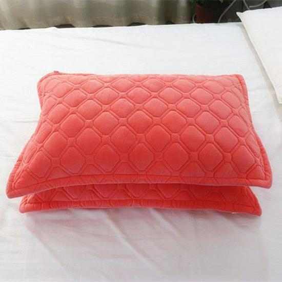 Crystal Velvet Pillowcase 48x74: Autumn/Winter Quilted Flange, Thick, Warm Milk Velvet