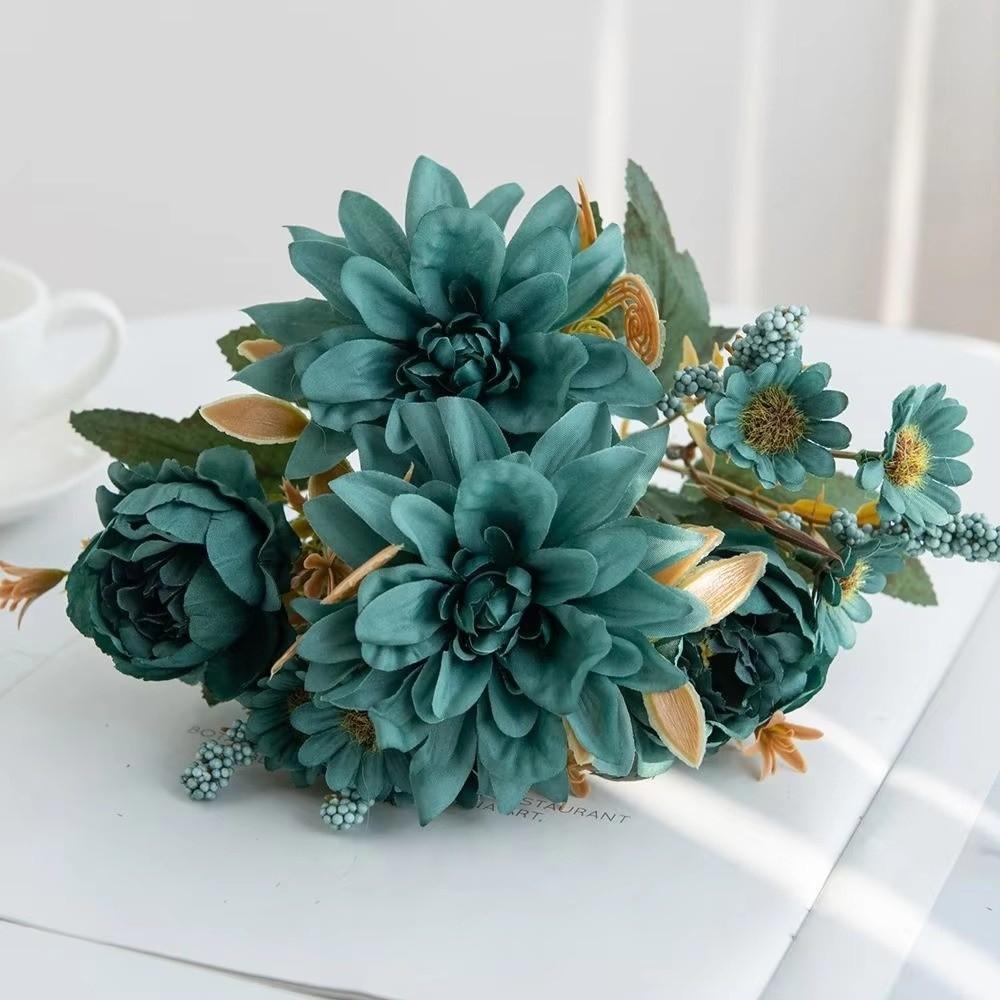 Bridal Bouquet Silk Dahlia Flower Arrangements Simulated Dahlia Artificial Flowers Bridal Bouquet