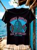 T-shirt Graphique Vintage Concert Janis Joplin 1969 - T-shirt Musique Rétro Noir avec Impression Rose et Bleue Audacieuse