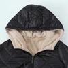 Womens Warm Hooded Cotton Padded Coat Long Sleeve Loose Fit Mid-Length Outerwear Black Navy