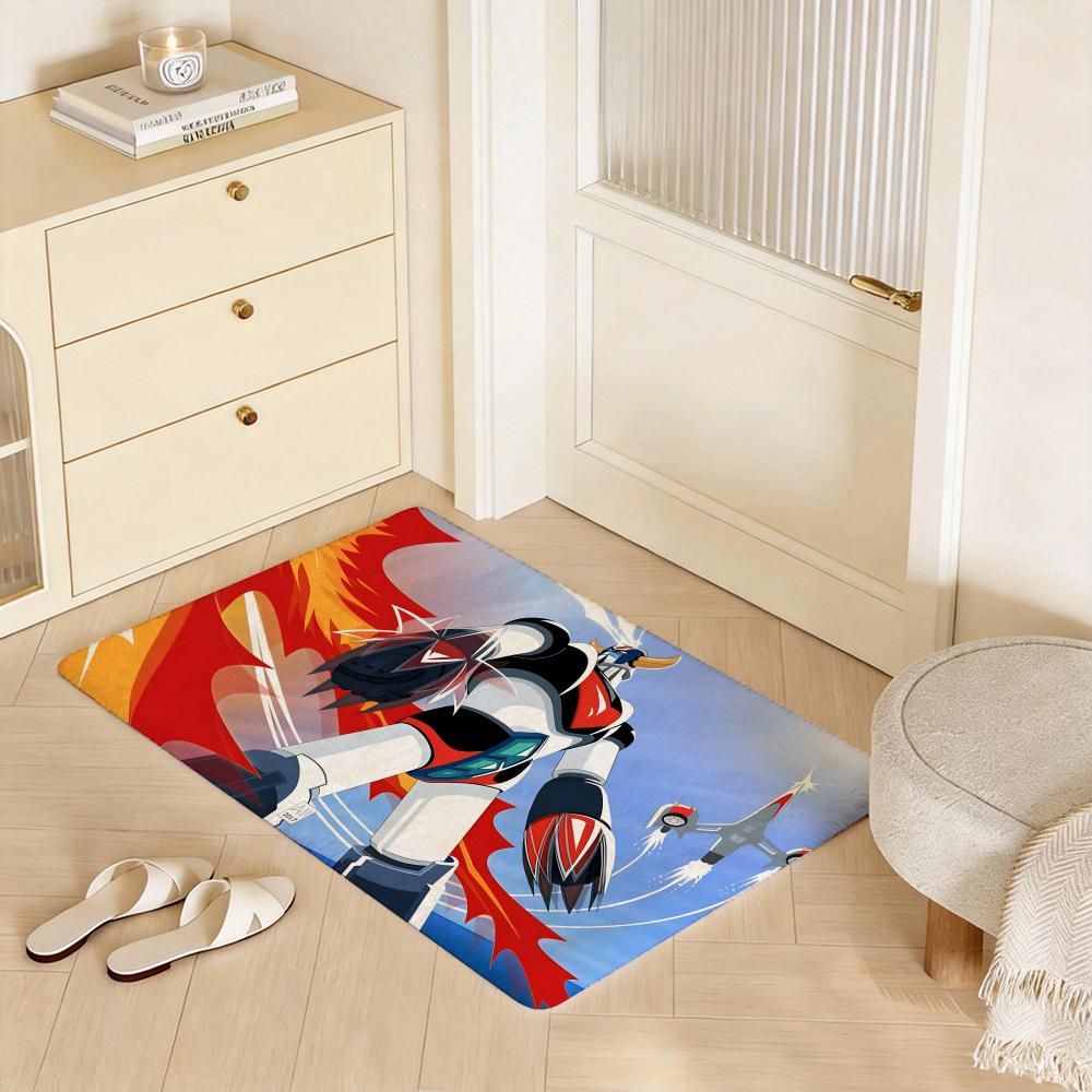 Anime U UFO Robot Goldrake Floor Mat Eco Flannel Doormat Non Slip Odorless Indoor Floor Rug Soft Short Plush Home Mat