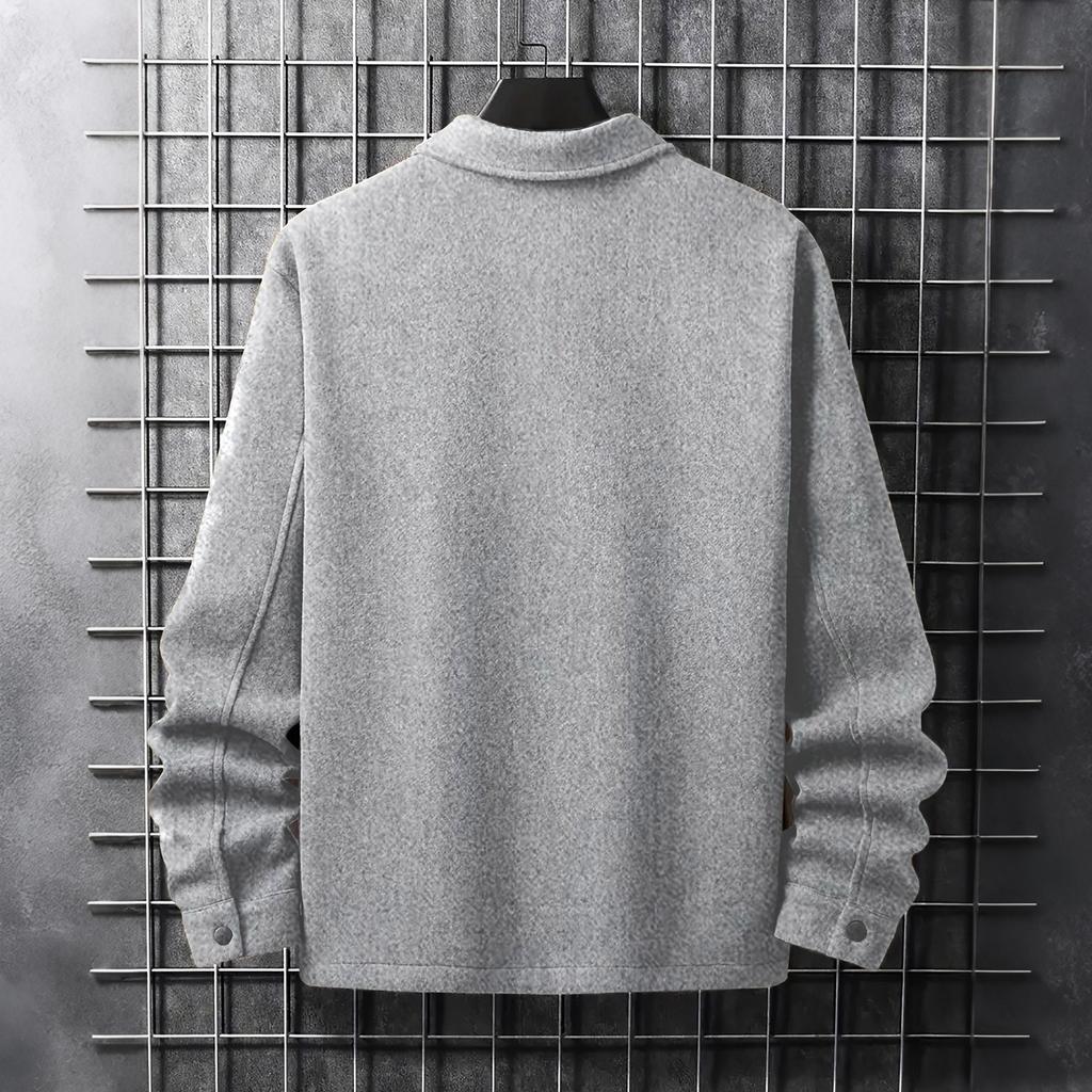 Men's Business Casual Lapel Jacket With Pockets Color Brushed Fleece Coat