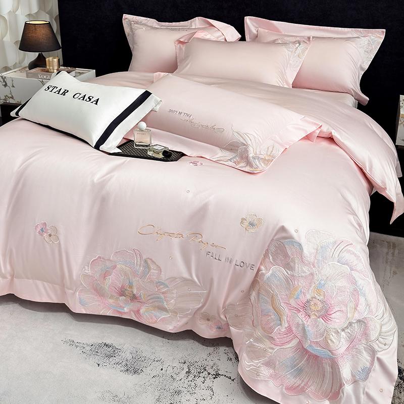 Svetanya 100s Egyptian Cotton Bedding Set embroidery Bed Linens Sheet Pillowcase Duvet Cover Set Underwear