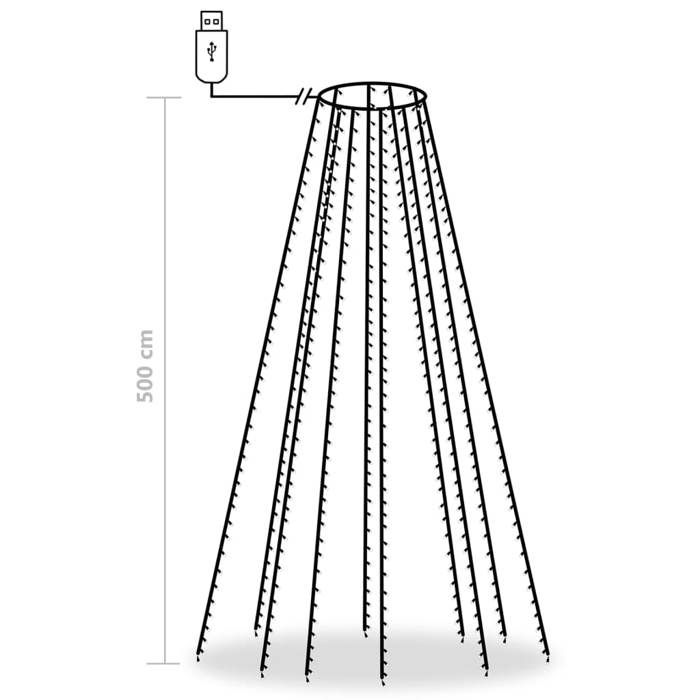 VidaXL Guirlande Lumineuse avec 500 LED Décoration de Noël Ornement de Noël Mariage Salon Salle de Séjour Maison Bleu 500 cm 328898