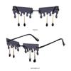 Streetwear Sun Glasses Tassel Sunglasses Rimless Wave Eyewear Sun Glasses Tears Flame Sunglasses