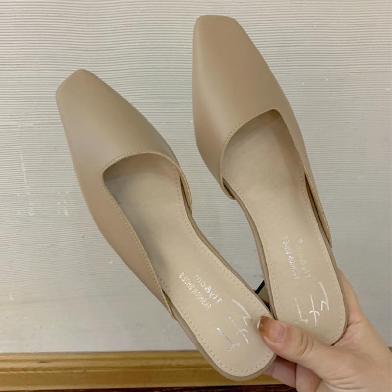 Elegant Square Heel Designer Slippers Women Comfortable Square Toe Slide Sandals Fashion Party Backless Dress Shoes for Ladies