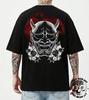 Japanese Demon Mask T-Shirt with Flowers Japanese Design