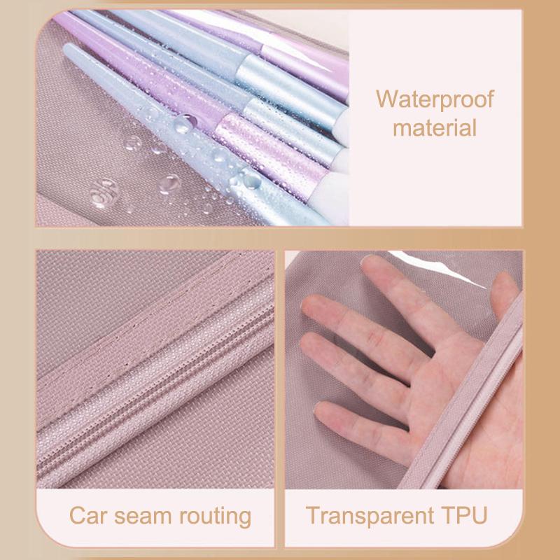 Bolsa de Armazenamento Transparente Simples Portátil de Viagem Impermeável com Zíper de Camada Dupla para Artigos de Higiene Pessoal, Cabos de Dados, Cartões, Joias, Maquiagem