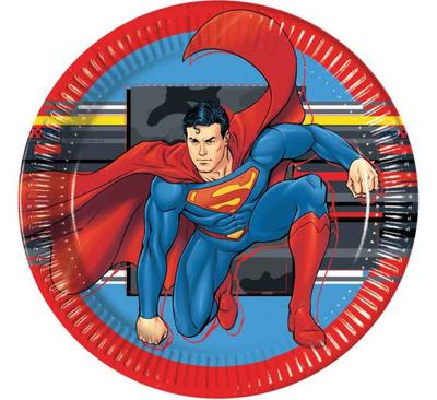 Multicolor Paper Plates Superman Krypton 23 Cm