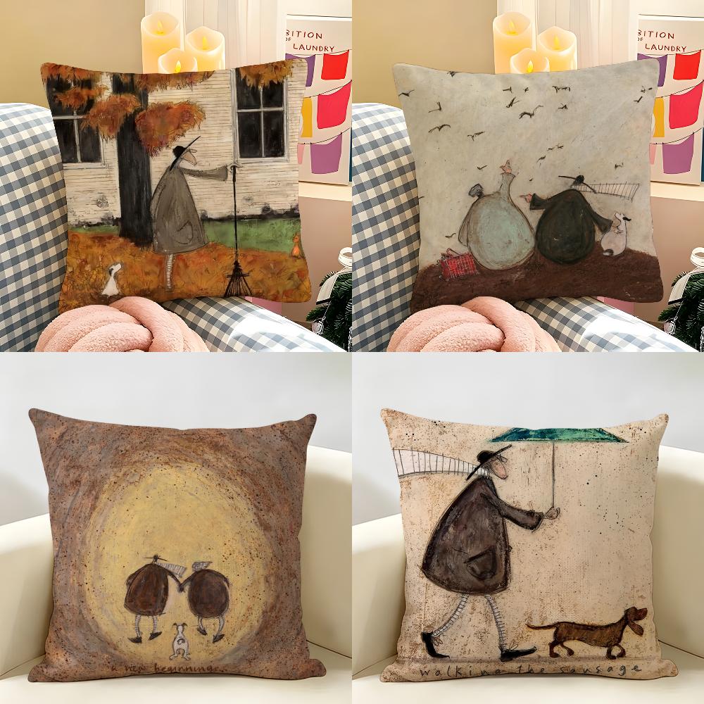 SSam Toft Art Retro Cushion Cover Natural Linen Organic Fabric DoubleSided Printing Room Sofa Decor Pillow Case