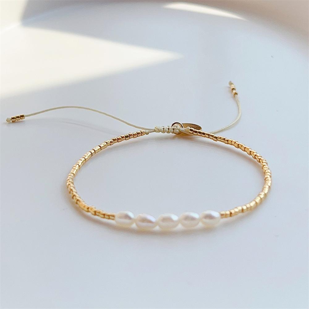 KKBEAD Natural Pearl Bracelets for Women Gift Gold Color Miyuki Beads Dainty Bracelet Simple Thin Pulseras Femme Fashion Jewelry