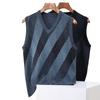 FORTEI Men's 100% Wool Plaid V-Neck Sweater Vest