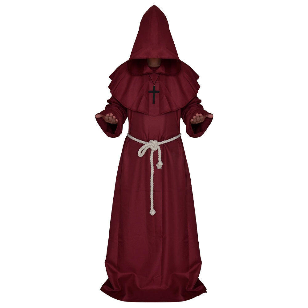 Halloween Decoration Costume Robe Friar Priest Robes Witch Wizard Cloak Cape Party Death Ghost Vampire Devil Demon Cosplay 1 Set