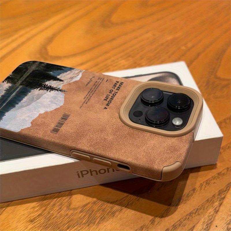 For iPhone 17 16 Pro Max 15 14 13 12 11 Case Mountain Motif Lake Scenery Cover For iPhone XS Max XR X 16 Plus Faux Leather Funda