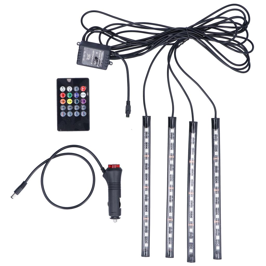 Interior Car Light Color Remote Music Control RGB Light Source IP65 Waterproof 48 LEDs Plug and