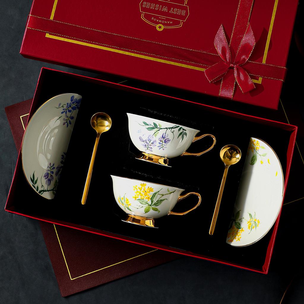 Exquisite And Beautiful Bone China Coffee Cup Set High-End Birthday Gift Light Luxury And High-Value Housewarming Gift Gift Box.
