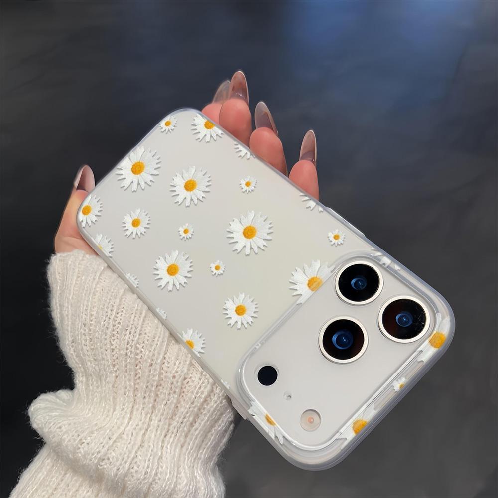 Phone Case For iPhone 17 17Air 16 15 14 13 12 11 Pro Max Simple White Daisy Flowers Transparent Matte Silicone Soft Cover Funda