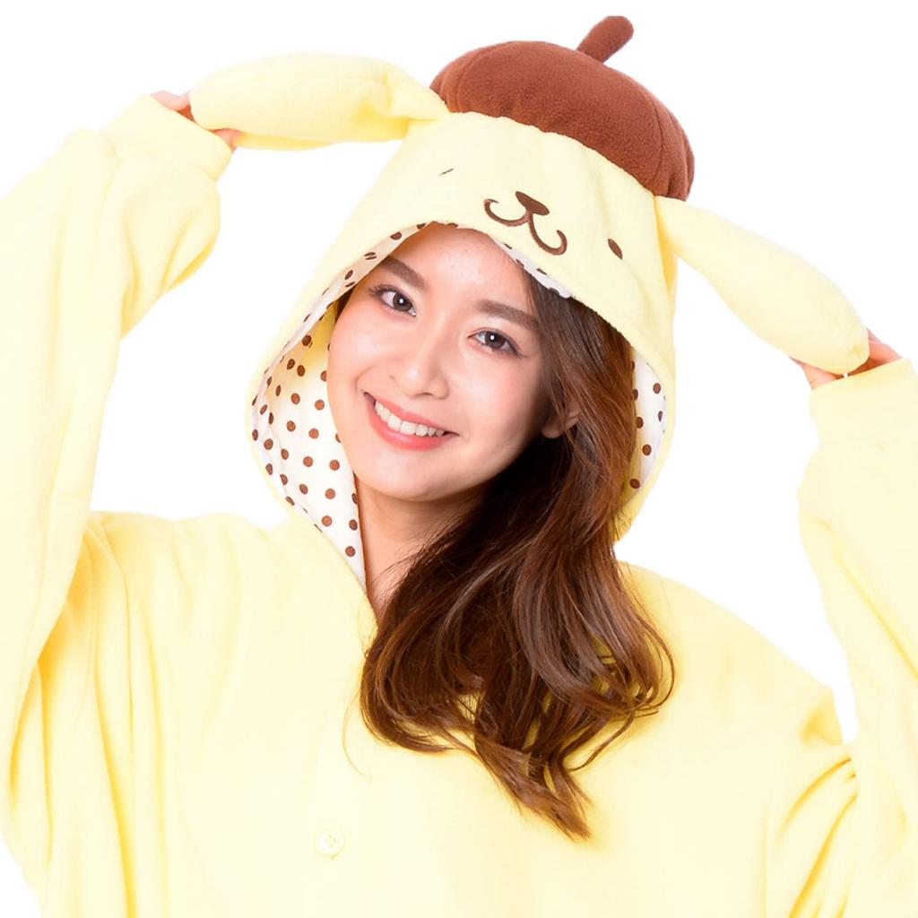 SAZAC Character Fleece Kigurumi, One Size Fits All, Sanrio Pompompurin