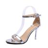Spring and summer new one-word buckle belt sexy patent leather high-heeled sandals women's thin-heeled sandals women's batch