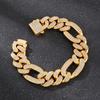Hip Hop Shiny Rhinestones Bracelet for Men Women High Quality Zircon Cuban Miami Charm Chunky Figaro Chain Gold Color Jewelry