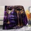 Purple patterns and masks Print Flannel Blanket,High quality Comfortable for All Seasons,Home Decor,Warmth and Comfort,Perfect for Christmas Gifts