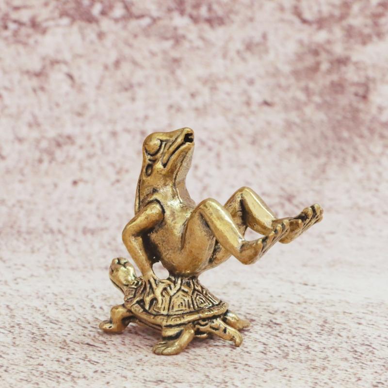 Кумедна Мідна Черепаха Жаба Мініатюрна Прикраса Чайний Звірок Колекція Аксесуари Декор для Дому Скульптура Кімната Настільний Виріб
