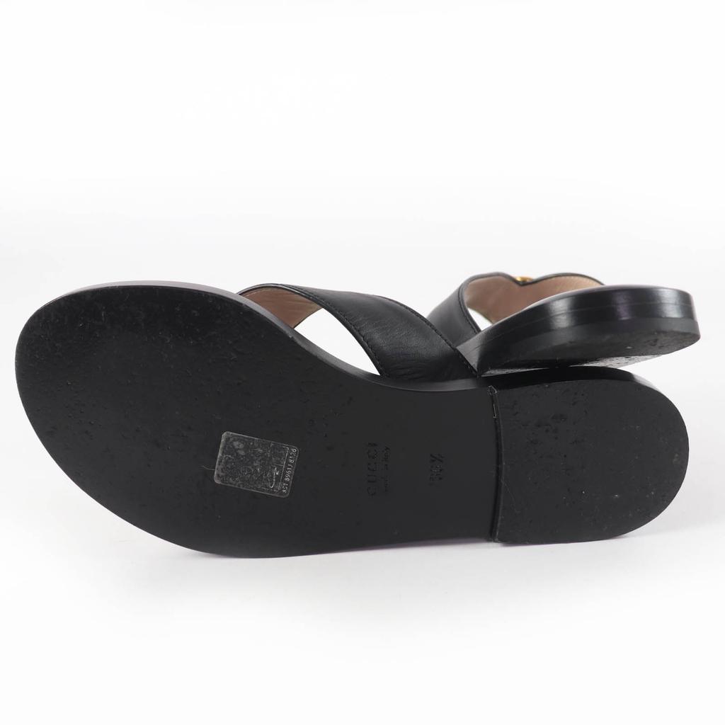 Great GUCCI Sandals Interlocking G black leather Women 36.5 695207 Used