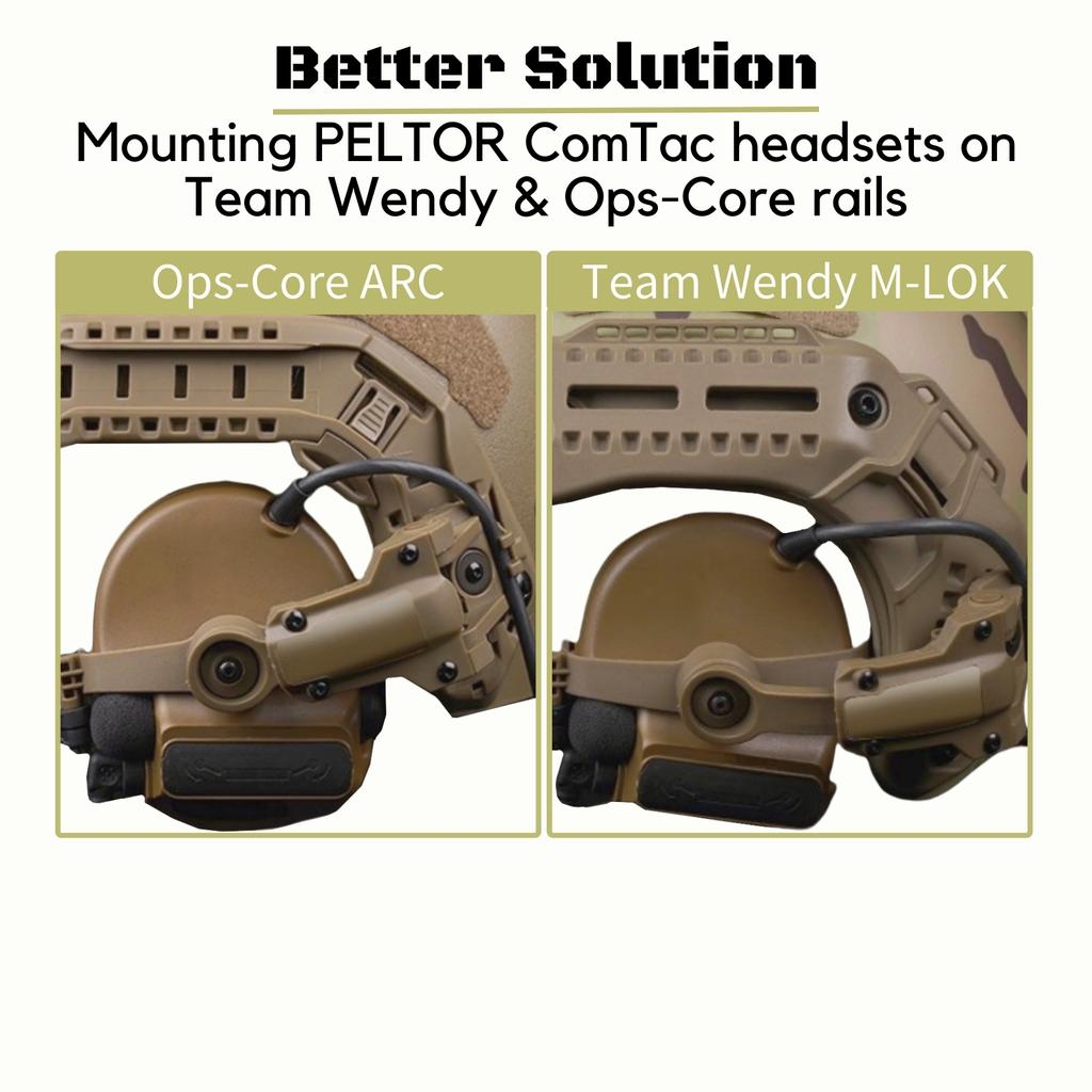 Helmet Rail Adapter For PELTOR ComTac Airsoft Shooting Accessories Headset Mount Fit Ops Core ARC Team Wendy MLOK Rail