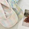 Simple Plaids Head Wrap Hat for Women Soft Lace Trims Headscarf Hat for Female Teens Daily Wear and Social Gatherings