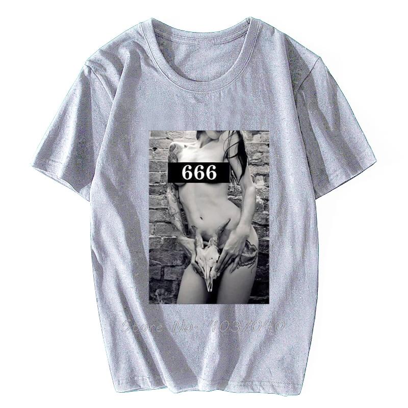 Sexy 666 Girl Skull Tattoo Fun T Shirt Unisex Unisex Unisex Tshirt Unisex Cotton Tshirt Hip Hop Tees Tops Streetwear