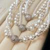 Vintage High Quality Artificial Australian White Double Layer Winding Pearl Necklace Collarbone Chain