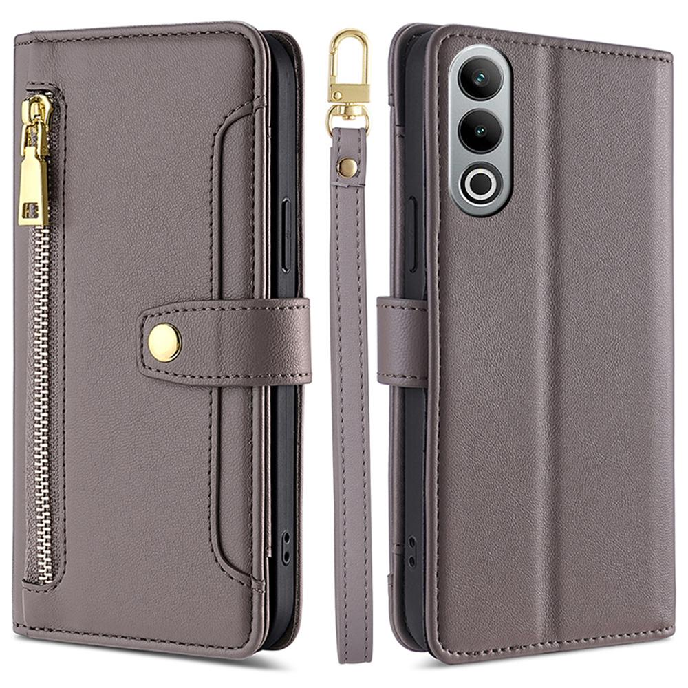 Für OnePlus Nord CE4 5G Hülle Stoßdämpfende Leder Handyhülle mit Reißverschluss-Geldbörse