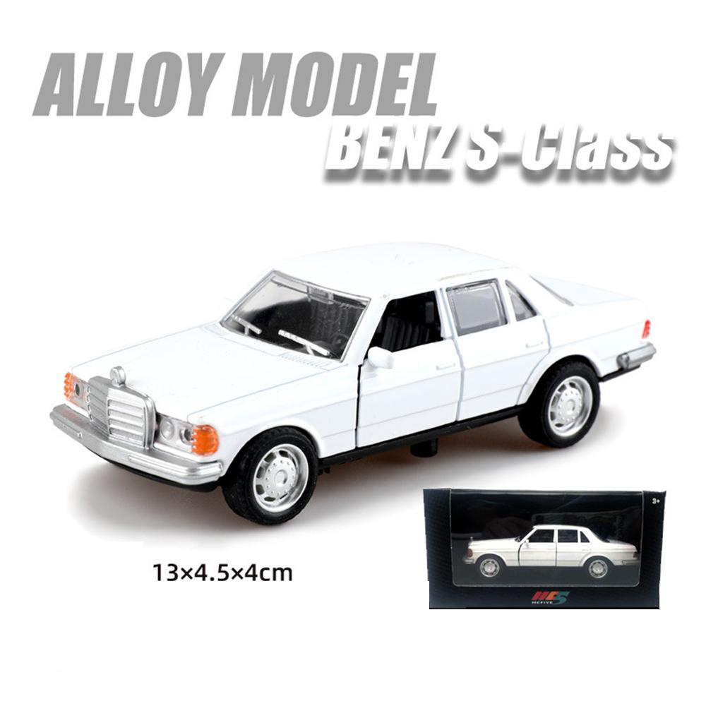 

Литой под давлением автомобиль Benz 1981 года выпуска, модель 280E, в масштабе 1:36, с открывающимися дверцами и механизмом обратного хода. 1/36-Size:13*5*4cm белый