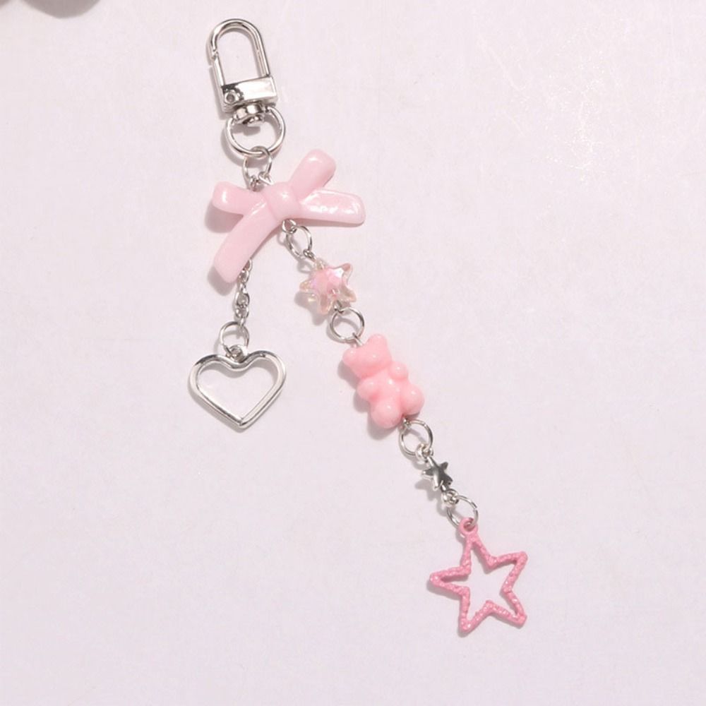 

Black/Pink Keyring Pendant Bow Knot Phone Charm New Butterfly Knot Keyring Phone A
