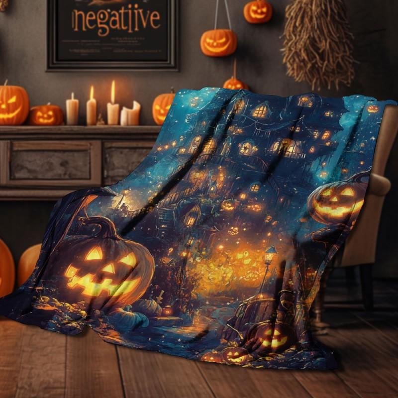 Halloween Print Flannel Blanket Soft Cozy Throw Bed Sofa Plush Fleece 70x100 To 150x200cm
