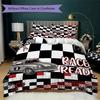 Checkerboard Racing Pattern Bedding uilt Set uilt Cover Pillowcase Home Decoration Birthday Gift (1 * duvet cover + 2 * pillowcase without core)