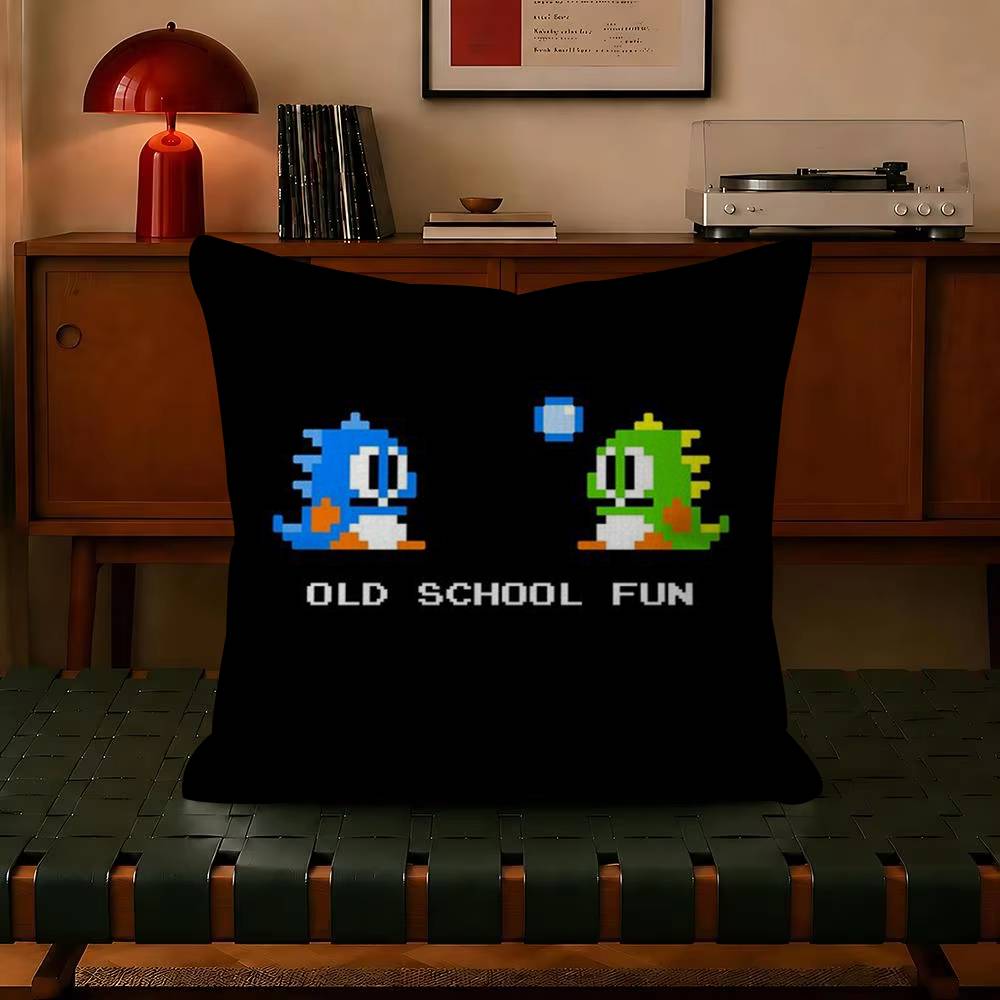 Puzzle Game B-Bubbles Bobble  Decorative Polyester Throw Pillow Cover Square Suitable for Home Office Coffee Shop Decor