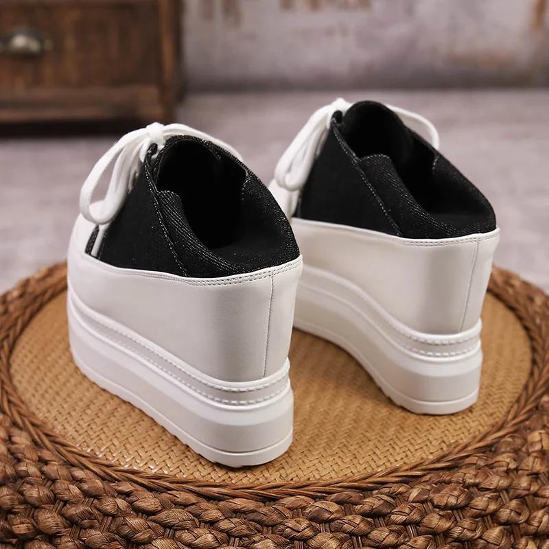 Fashion 11cmNew Style Casual Shoes For Women Ladies Platform Shoes White Shoes Comfortable Sneakers Increase Height By