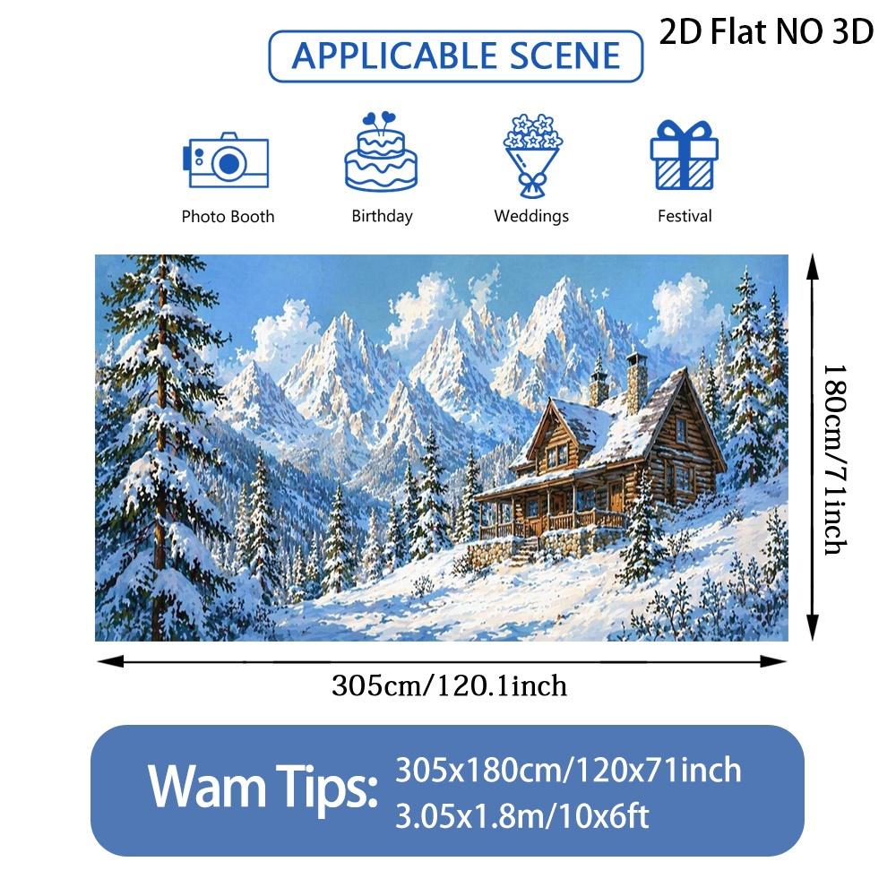 Snowy Mountain Cabin Garage Door Banner, Winter Wedding and Holiday Party Decor